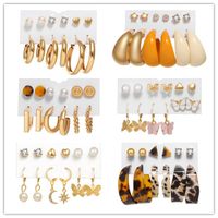 Neue Vintage Gold Silber Blumen Multi Style Charm Ohrringe 6pcs / Set Schmuck Für Frauen Party Geschenke Valentinstag