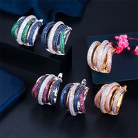 Cwwzircons Lines de giro de lujo Micro Cubic Zirconia Entendir para mujeres europeas Big Hoop Pendientes Dubai Gold Jewelry CZ878 220716