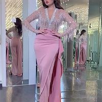 Arabic Aso Ebi Sexy Lace Beaded Evening Dresses Sequins High Neck Prom Dresses Cheap Formal Party Second Reception Gowns 2022236m