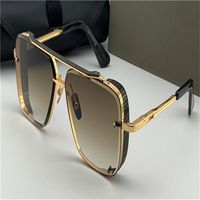 Design Pop Top солнцезащитные очки Limited Edition Six Men K Gold Retro Square Frame Crystal Cutcure Lens с сеткой сетки202b