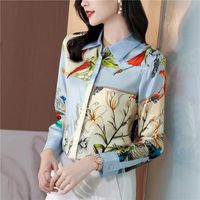 Blouses feminina camisas elegantes femininas impressão feminina chique na primavera outono causal manga longa slim mujer blusaswomen's
