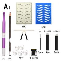 SPRZEDAŻ 3D Microblading Zestaw Manual Haft Pen Praktyka Skóra Piórka Piórka Pierścień Kubek Wzornik Tatuaż Pigment
