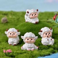Decorative Objects & Figurines Cute White Sheep Lamb Moss Micro Landscape Ornaments Resin DIY Home Garden Decorations Miniature Landscaping