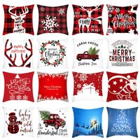 Case Christmas Snowflake court en peluche lin imprimé d'oreiller imprimé décoration du Nouvel An Santa Coussin Couvre-oreiller canapé-de-maison