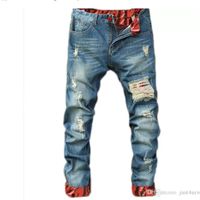 Herren Casual Straight Jeans Retro Slim Skinny Jeans Mode Designer Ripped Männer Hip Hop Hellblau Denim Hosen Asien Größe 27-38