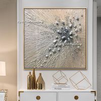 Paintings 100% Hand Painted Abstract Simple Silver Oil Paint...