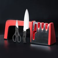 4 in 1 Knife Sharpener Ceramic Kitchen Shears Scissors Sharpening Tools Diamond Coated Non slip Base Stainless Steel 220628