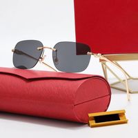 En yeni güneş gözlüğü tasarımcı adam moda kare kadın kadınlar güneş gözlükleri gradyan mavi pembe plaj çerçevesiz gül altın duygusu lüks gözlük UV400 Erkekler Sonnenbrille Hediye Kutusu