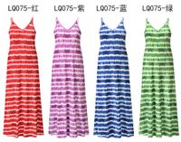 여성용 수영복 여름 기질 기질 고급 v- 넥 홀터 벨트 줄무늬 프린트 드레스 해변 파티 h-lq075women 's