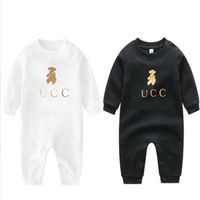 Fotos Fotos Babies Designer Romadores de algodão imprimem uma marca de luxo de luxo de mangas compridas macacões infantis roupas infantis153t