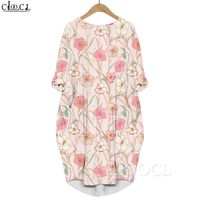Women Dress Retro Floral 3D Graphics Printed Loose Daughter Dresses Long Sleeve Fashion Gown Pocket Dress Pink Dress W220616