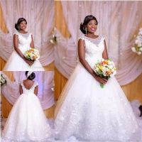 Weiße Prinzessin Spitze A-Linie Brautkleider 2022 Afrikanische Plus-Größe Brautkleider Hochzeitskleider Robe de Mariee