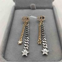 Minimalist Dangle Chandelier Earrings Long Chain Star Stud E...