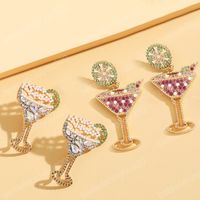 Sommar vinglas cup dingle örhängen kvinnors mode kreativ dryck hängsmycken personlighet födelsedagspresent till vän