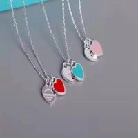 S925 STERLING Silver Big Brand Top Top Luxury Collier Fashion Designer Double Peach Heart Love Pendant Charas Ladies Amis Holiday Birthday Gift Bijoux ACCESSOIRES