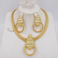 Earrings & Necklace Style High Quality Ltaly 750 Gold Color Jewelry Set For Women African Beads Jewlery Fashion Earring JewelryEarrings