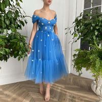 Party Dresses Sweet Homecoming Dress Sweetheart Daisy Flower Tulle Ball Gown Puff Long Sleeves Waistband Short And Girls Prom Gowns