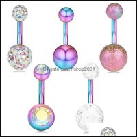 Navel Bell Button Rings Body Jewelry Stainless Belly Piercings Ombligo Piercing Sexy Earring Rainbow Pircing 243 R2 Drop Delivery 2021 2Ci