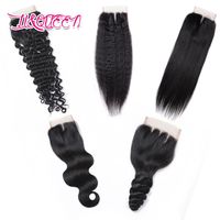 Brazilian Virgin Hair 4 X 4 Lace Closure Body Wave Deep Straight Loose Kinky Straight Baby Hair Lace Closure Whole2271