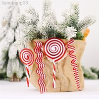 Noel dekorasyon şeker kamışı renkli plastik tabureler hediye 2021 Yeni Yıl Asma Kolye L220812