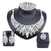 Luxury Nigerian Women Wedding Jewelry Sets Chunky Necklace Earrings Bangle Ring Bridal Dubai Gold Jewelry Set282j