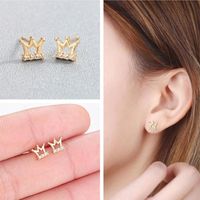 Kinitial Mini CZ Zircon Princess Crown Earrings For Women Girls Crystal Baby Kids Letter Stud Earring Party Birthday Gift Bijoux251y