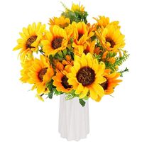 Dekorative Blumen Kränze 2 Stück Künstlicher Sonnenblumenstrauß, gefälschte Seidenblumen, für Haus / Hochzeit / Garten / Partydekoration, Brautstrauß