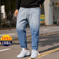Jeans gradiente maschile maschile sciolto nono pantaloni di jeans pantaloni traspiranti streetwear maschio streetwear plus size di cotone casual harem jeansmen