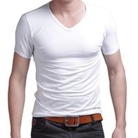 Fashion Summer Men Cotton T shirt casual short sleeve Vneck ...