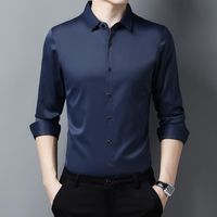 Erkekler Elbise Gömlekler Erkek Sonbahar Moda Uzun Kollu Erkek Gömlek Katı Kırışıklık Karşıtı Düğün Erkek İş Asya Sizemen's