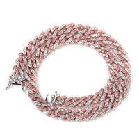 8mm Micro incrustado rosa cz diamante colorido Chain Chain Hip Hop Fashion Bracelet Custom250L