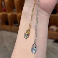 Luxury Saturno Heart Colgante Collar de diamante para mujeres Cadena de placas de plata de oro