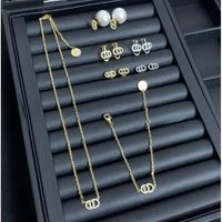 2020Luxury jewelry letter earrings female Internet celebrity mini ear clip High version necklace bracelet223Q