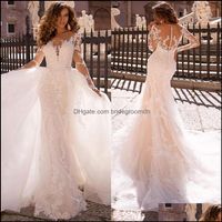 Mermaid Wedding Dresses Party Events Sexy White Lace Blush P...