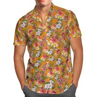 Men' s Casual Shirts Flower Print Short Sleeve For Men L...
