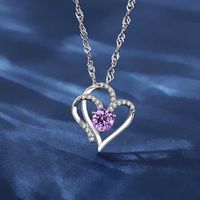 Anhänger Halsketten Produkt Einfacher geometrischer Doppel Liebes Stein Halskette Frauen Valentinstag Zirkon Anhängerpendant