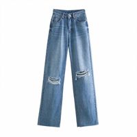 Женские джинсы мода мода Hight-waise широко лег