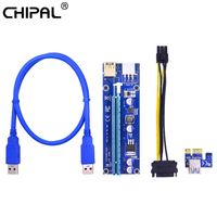 Computer Cables & Connectors Blue VER009S PCI-E Riser Card 009S PCIE PCI Express 1X To 16X Adapter 100CM 60CM USB 3.0 Cable SATA 6Pin Power