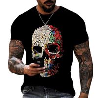 T-shirts masculins T-shirt de sport à manches courtes pour hommes de grande taille Skull 3D Impression décontractée Street Hip Hop Hop Breathable Men CL