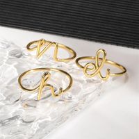 Brand New 26 Initials Ring Stainless Steel Geometric Gold Women Party Wedding Women's Jewelry Birthday Gift 2021281Q