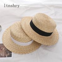 Summer Women Wide Brim Brim Straw Fashion Chapeau Paille Lady Sun Hats Boater Wheat Wheat Panama Beach Hats Chapeu Feminino Caps 220526
