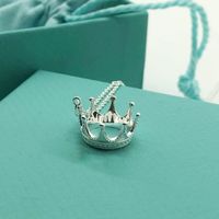 6I6P T family S925 Sterling Silver women's silver hollow out crown necklace fashion simple and versatile Pendant Light luxury clavicle chain