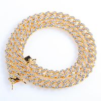 Tennis Miami CZ Cuban Link Chain Necklaces Bracelet 8mm Full Bling Iced Out Crystal Fashion Jewelry Men Women Couple Necklace Gift276A