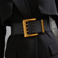 Belts High Quality Retro Elastic Wide Belt Gold Buckle Ladie...