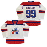 Collège de cinéma 99 Wayne Gretzky Racers Hockey Jersey Men Embroderie et cousue University Breathable Team Color White for Sport Fans Cotton Pure Coton bonne qualité