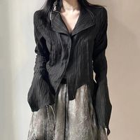 Women's Blouses & Shirts Gothic Black Shirt Yamamoto Style Dark Aesthetic Blouse Women Irregular Designer Clothes Emo Alt Grunge Tops Y2kWom