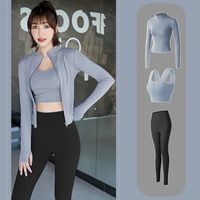 Jaquetas femininas de manga comprida Slim Gymwear Crop Crop Top Coats Fitness Yoga Running Sports Wear Jacket For Women Roupas de secar rapidamente