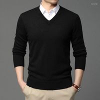 Mens Black V Neck Jumper 
