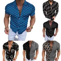 Tasarımcı Erkek Casual Gömlek 3XL Moda Baskı Kısa Kollu Yaz Hawaii Gömlek Slim Fit Adam Giyim Chemise Cardigan Bluz Gömlek