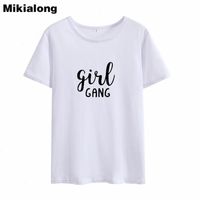 Girl Gang Harajuku T-shirt Women Tops Summer Printed Tshirts Cotton White Tumblr T Shirt Basic Femme
